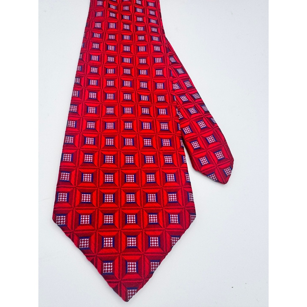 Robert Talbott Best of Class Nordstrom Red Geometric Silk Tie Hand Sewn USA